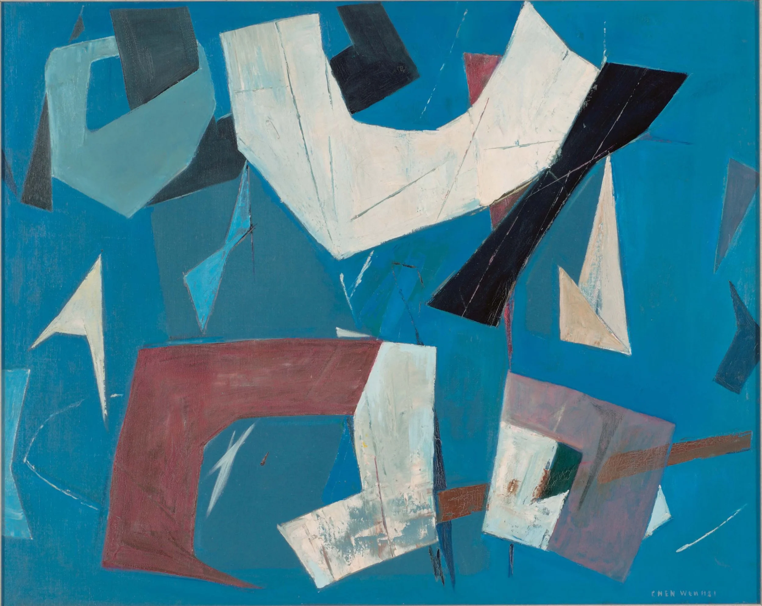 Abstract Cranes, c. 1960s, Oil on canvas