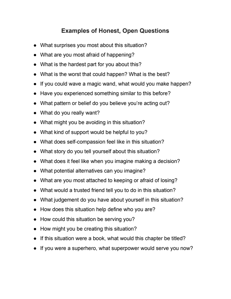 Tell Me Honestly Questions