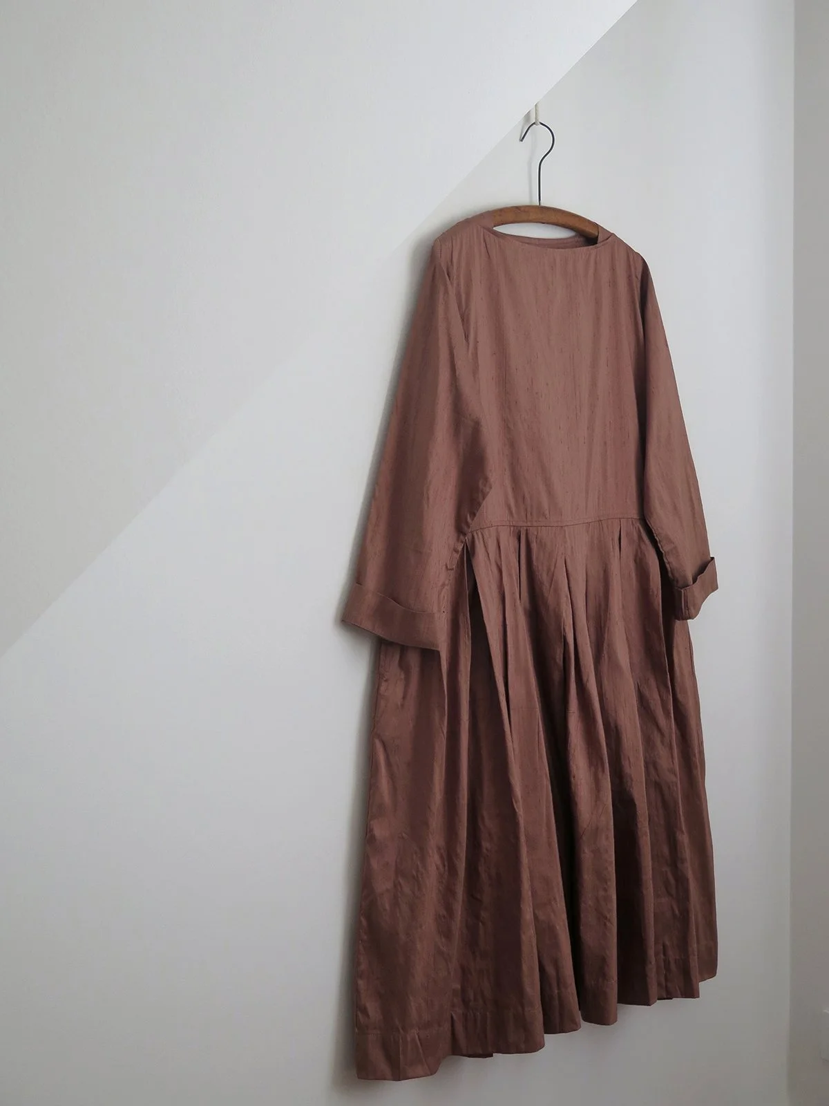 Dupion Silk Maxi Box Pleated Dress