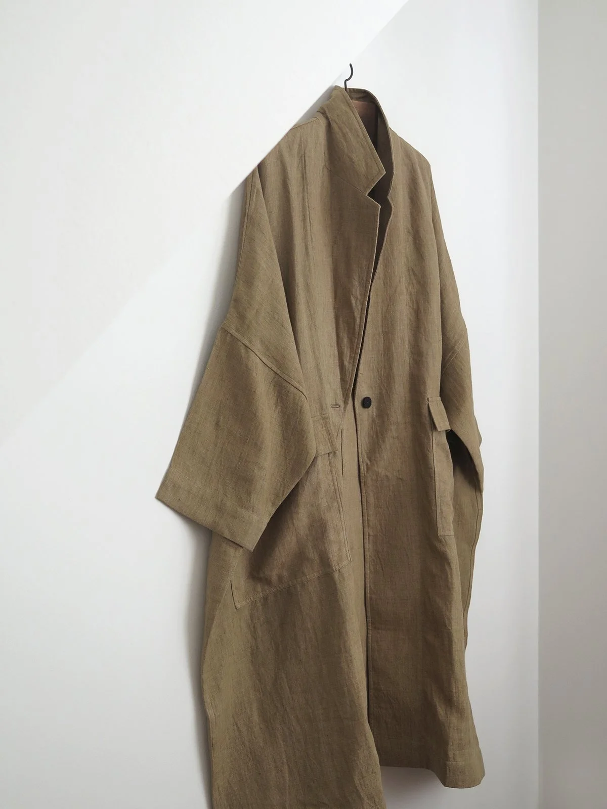Brown Olive Linen Oversized Duster