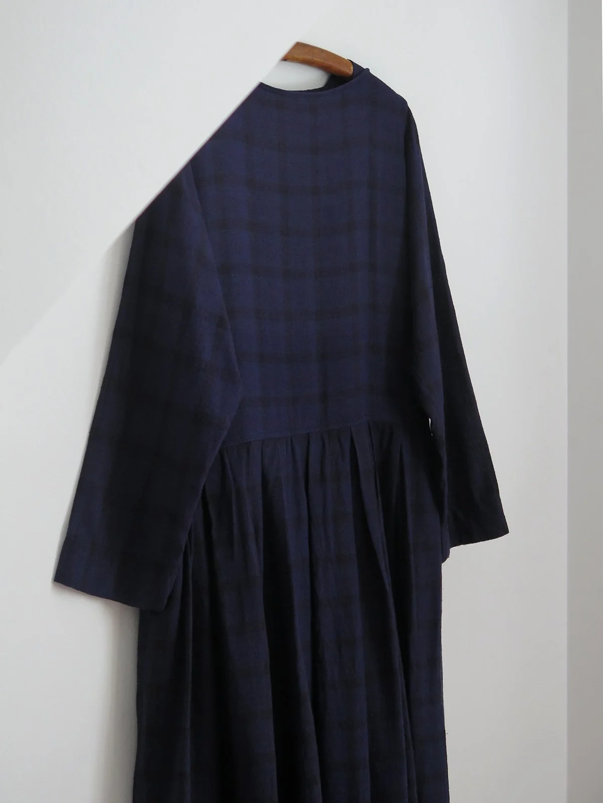 Night Blue Plaid Maxi Box Pleated Dress