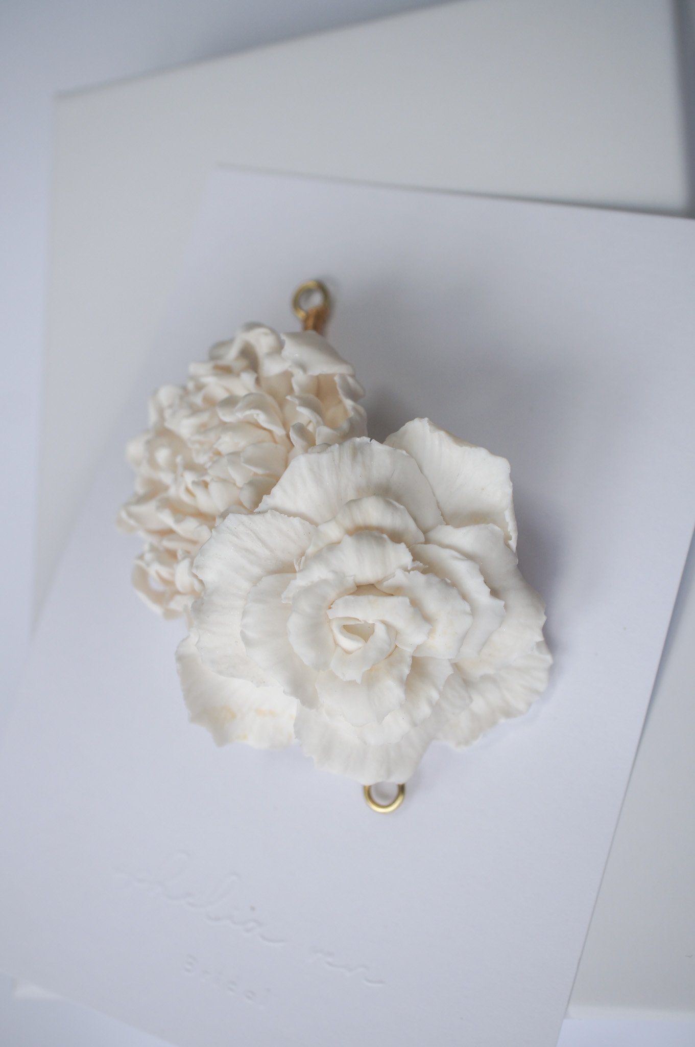 Chrysanthemum Rose headpiece in white