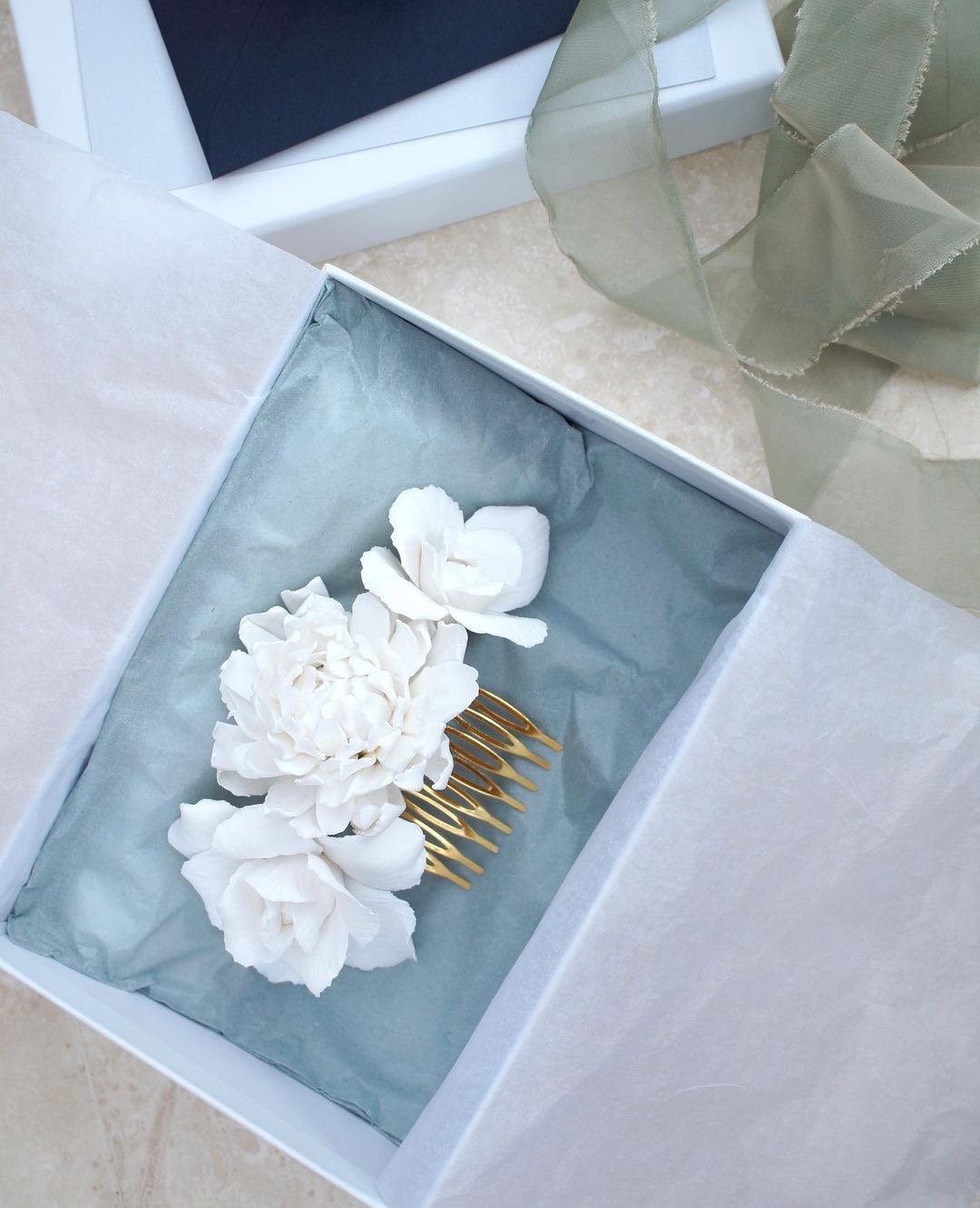 Chrysanthemum Rose headpiece in white
