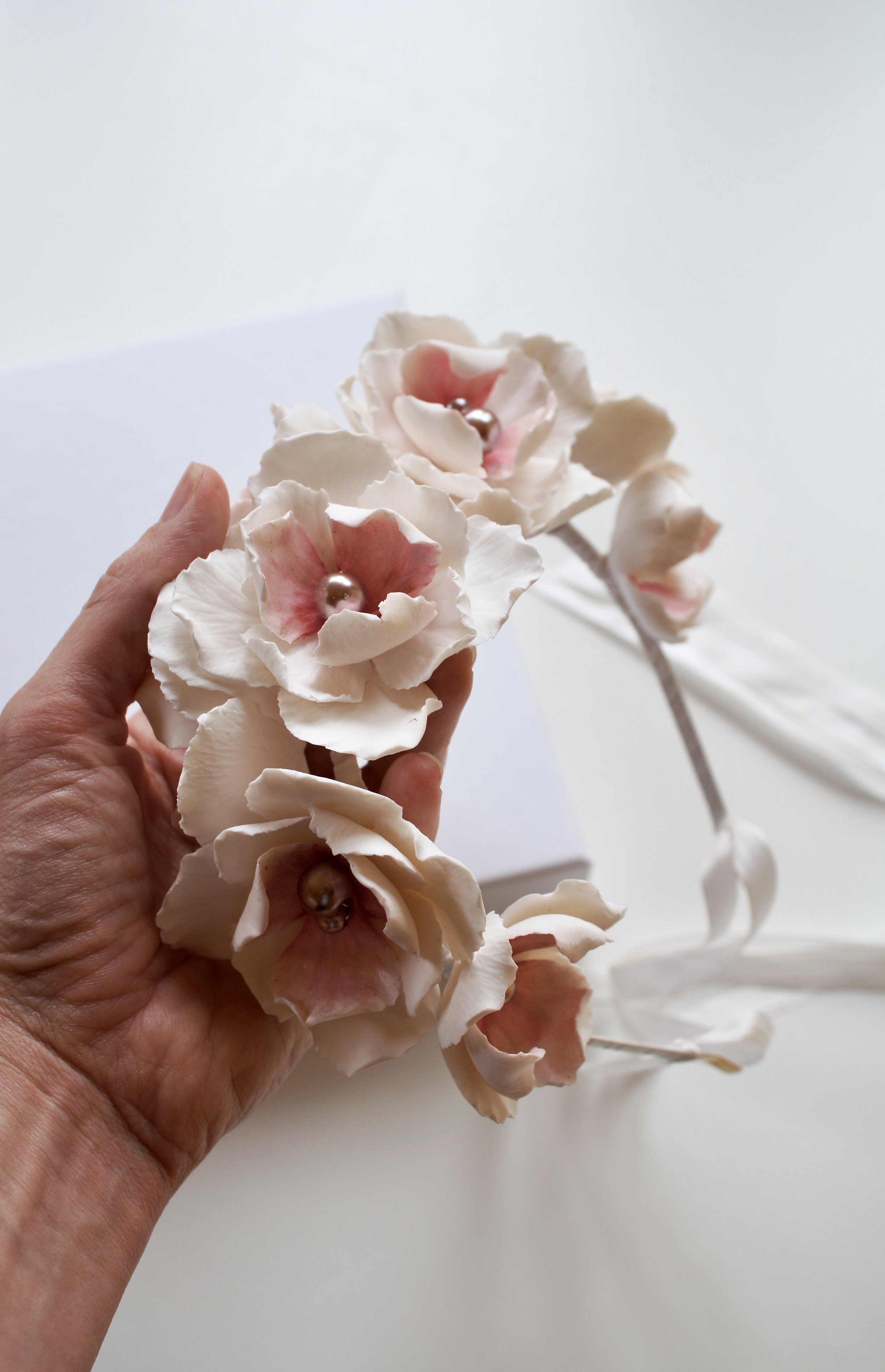 Wild Rose Headband with a touch of pink