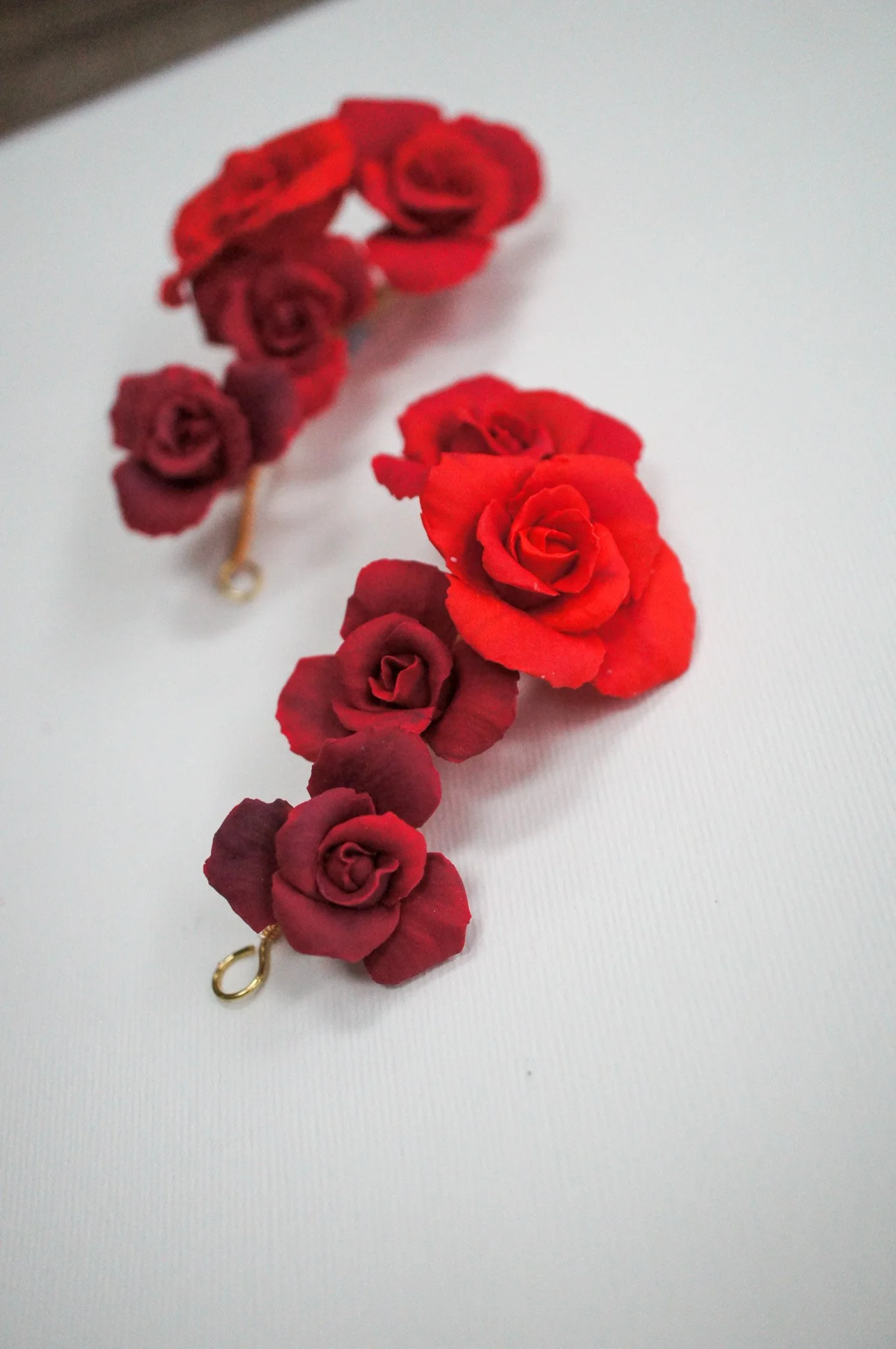 Red Rose Hairpieces – Set of 2 Bridal Floral Hair Accessories