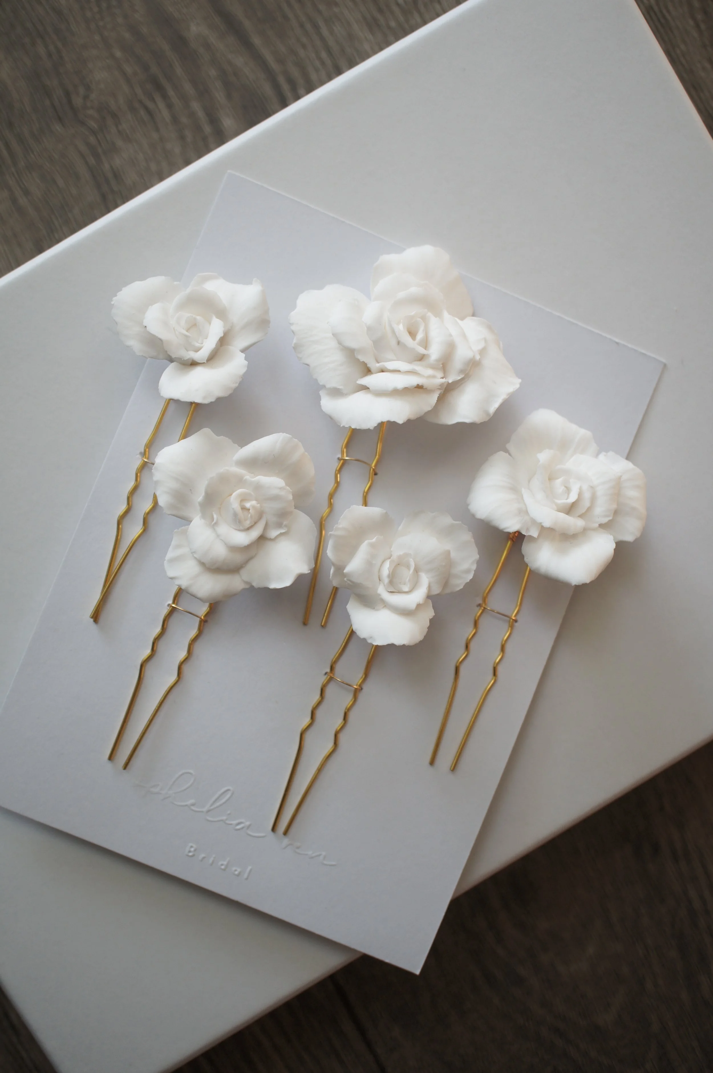 White Rose hairpin set of five