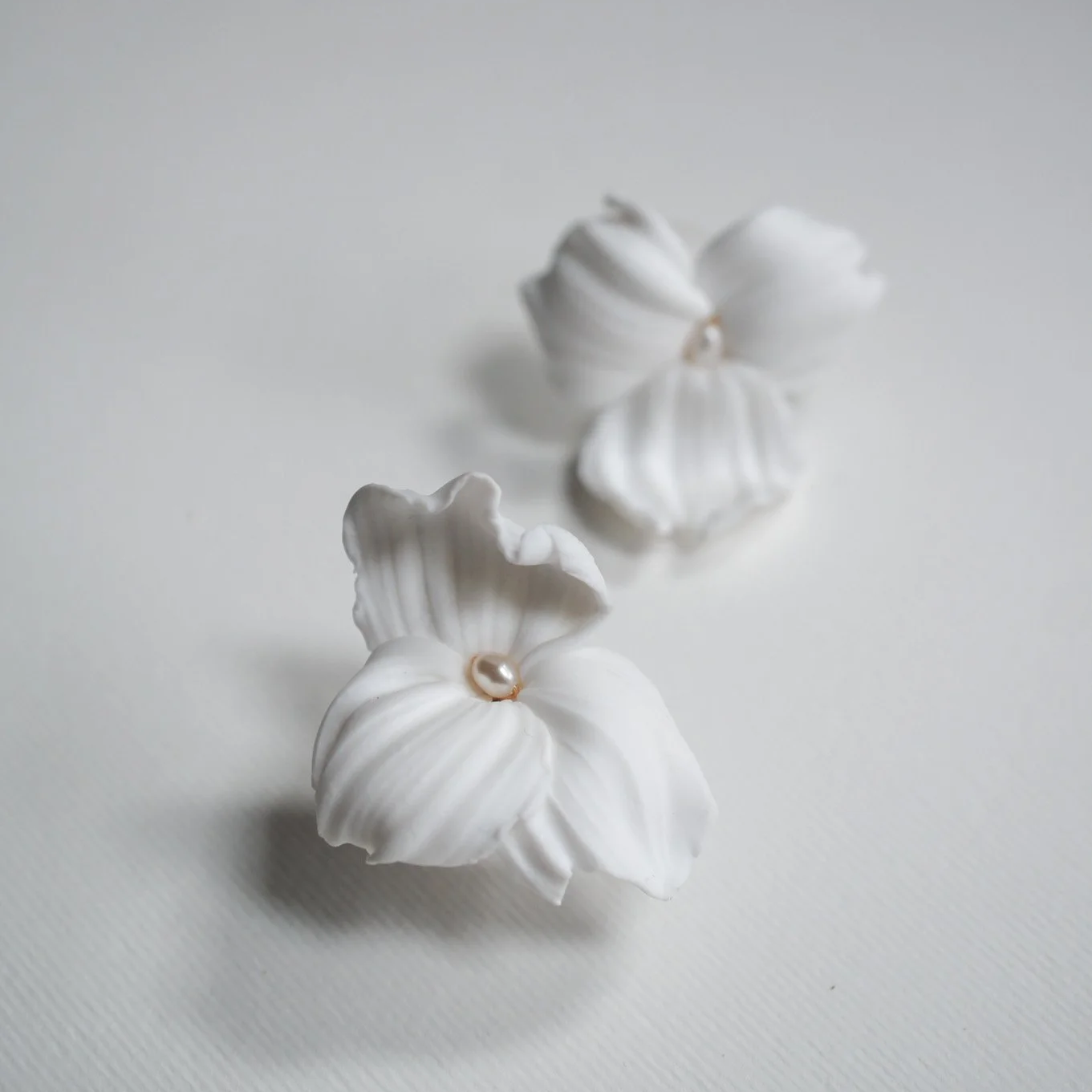White Trillium Stud Earrings