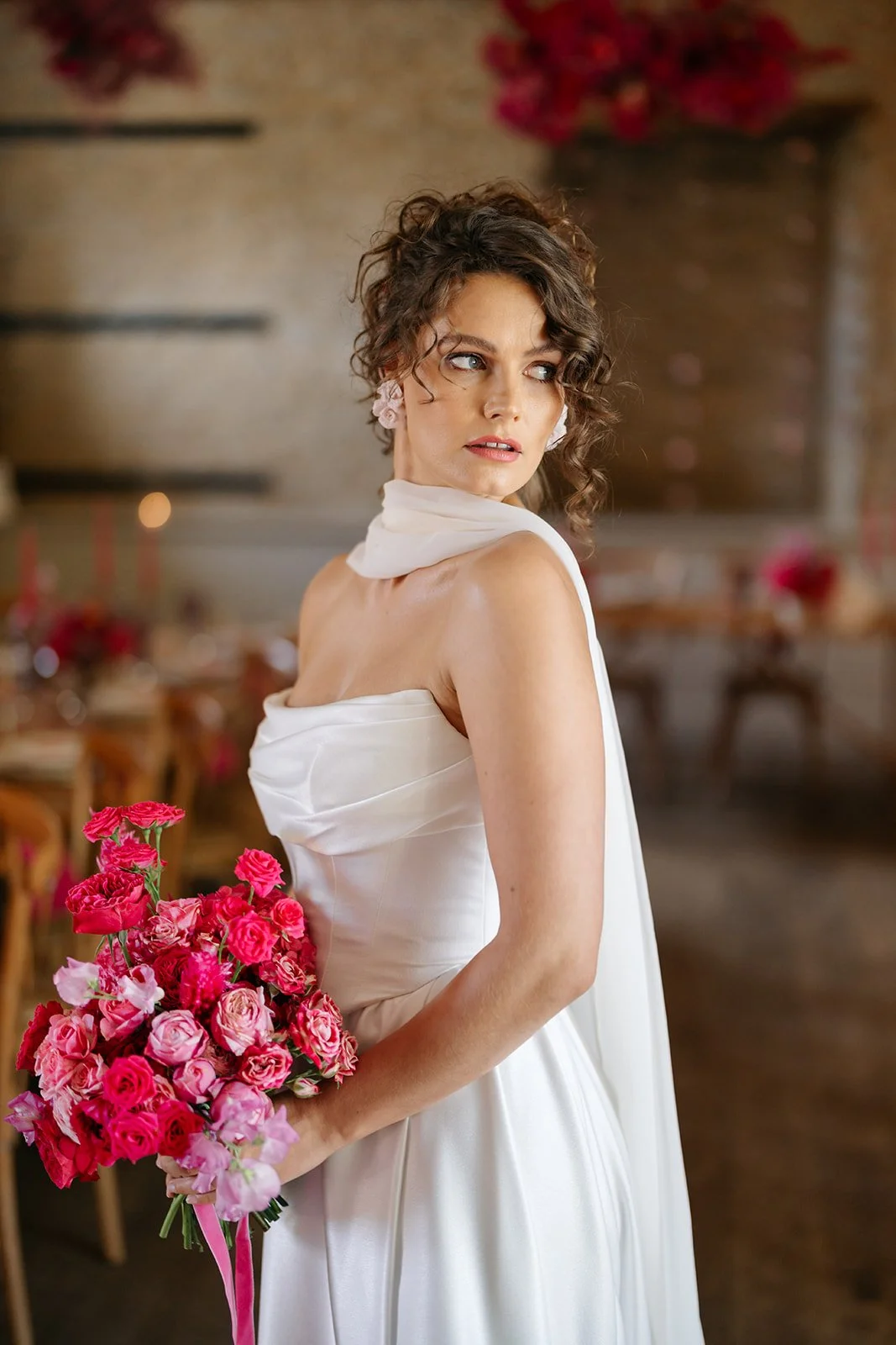 Pale pink rose clay earrings in gold or silver