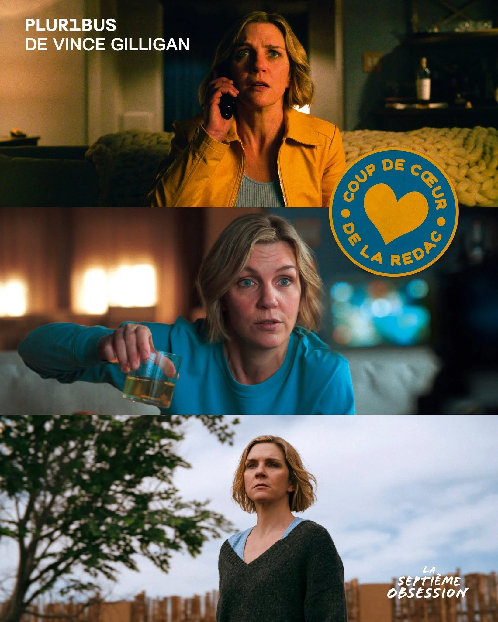 LES 💯 PLUS GRANDS R&Ocirc;LES F&Eacute;MININS 
PLURIBUS (2025)
COUP DE COEUR DE LA REDAC 💛

S&eacute;rie &eacute;v&eacute;nement de la fin d'ann&eacute;e 2025, PLURIBUS confirme le g&eacute;nie du showrunner Vince Gilligan en m&ecirc;me temps que l