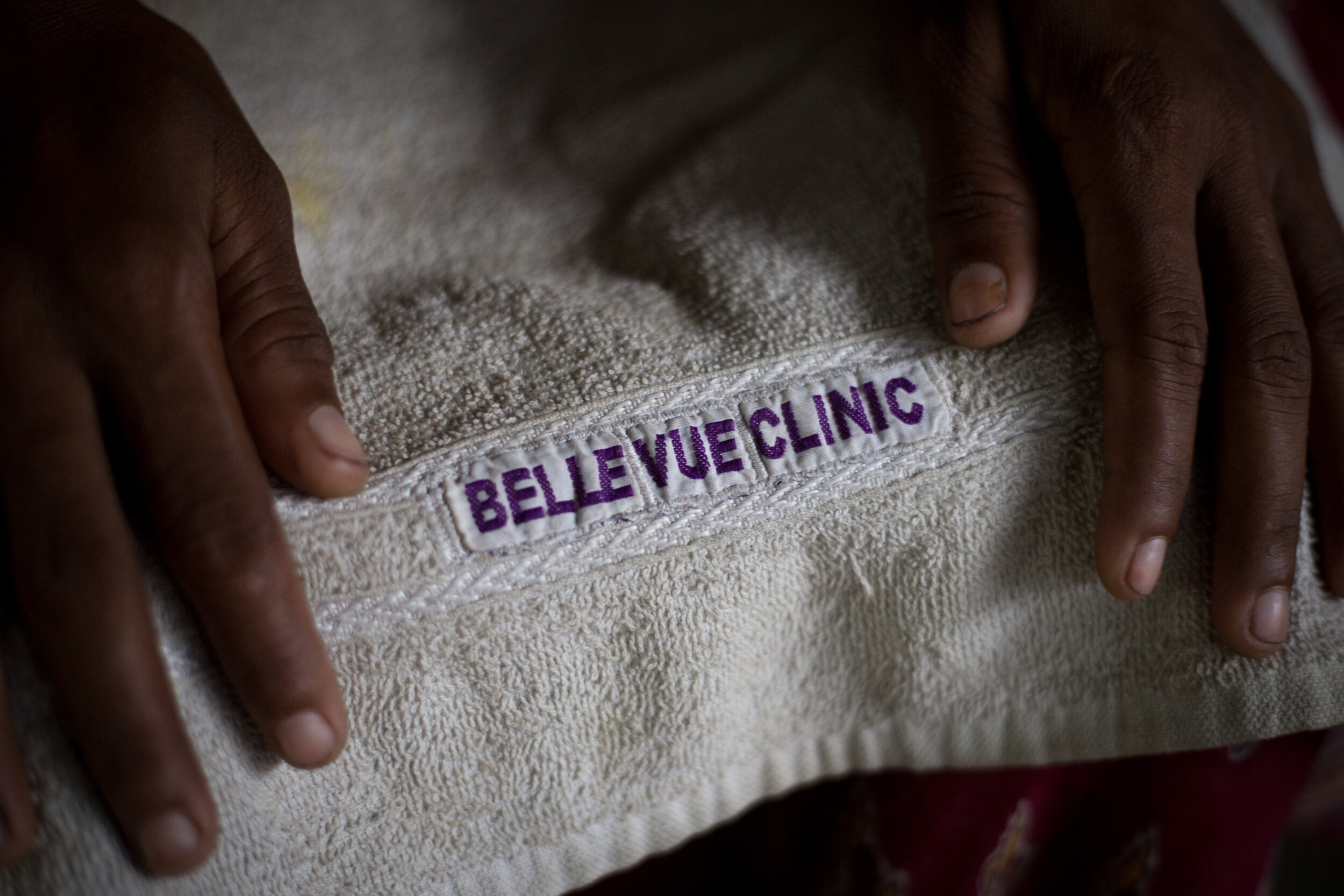  Roudri*, a former donor, holds the only memento she keeps from her surgery, a towel she was given at the private hospital in Kolkotta where her kidney was harvested.   *name changed 