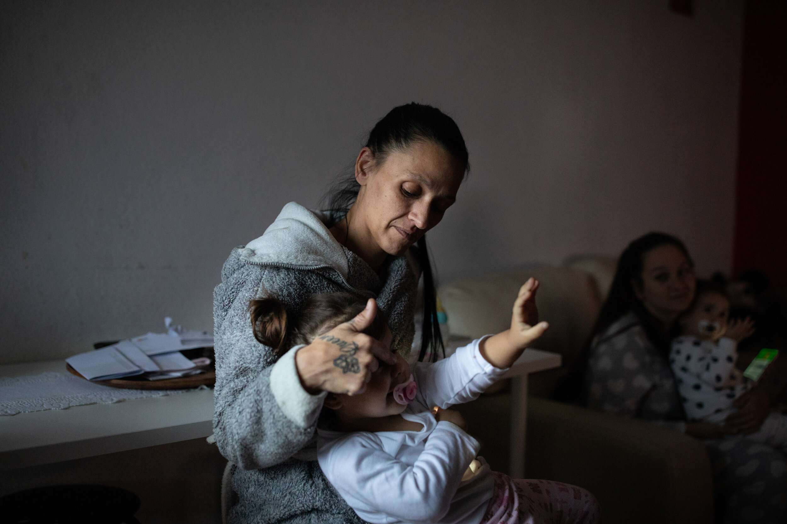 9th of January 2020   Joana, 36, (center)has been squatting this apartment with her five children, and two small grandchildren for more than a year.   She occupied the empty apartment a year ago, because she couldn't find an affordable home in Lisbo