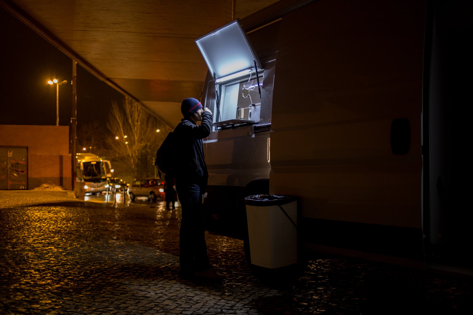  “I have been trying to escape this life, but it’s very hard” says Pedro, a 30-year old man at Praça de Espanha, one of the daily stops for the Ares do Pinhal methadone truck in Lisbon, Portugal. “The methadone helps, but ultimately, it has to come f