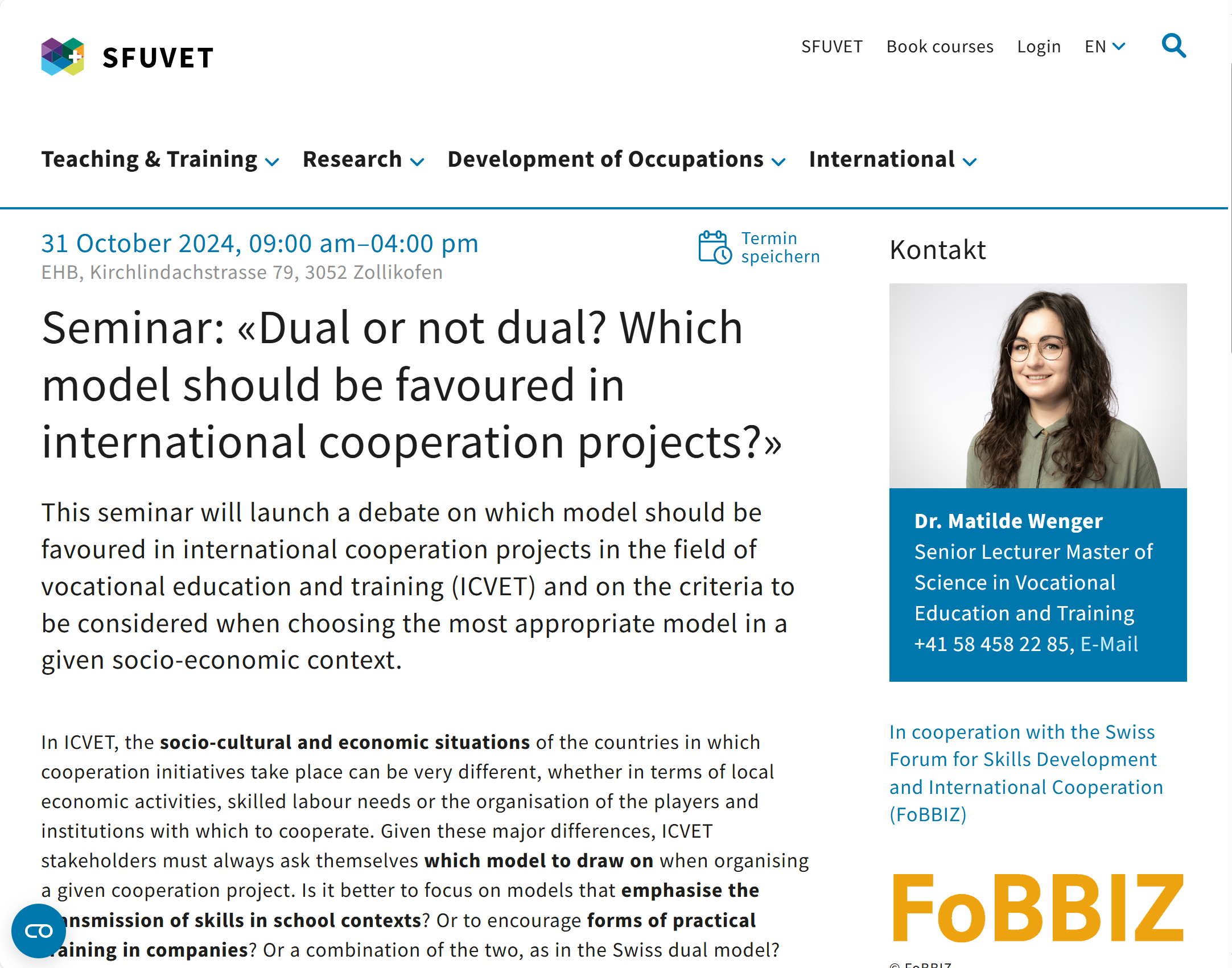 Seminar: «Dual or not dual? Which model should be favoured in international cooperation projects?»
