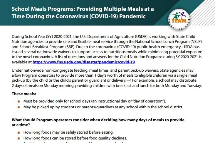 Team Nutrition Bulk Meal Service Resource 