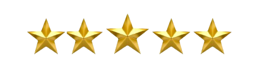 Five gold stars arranged in a row