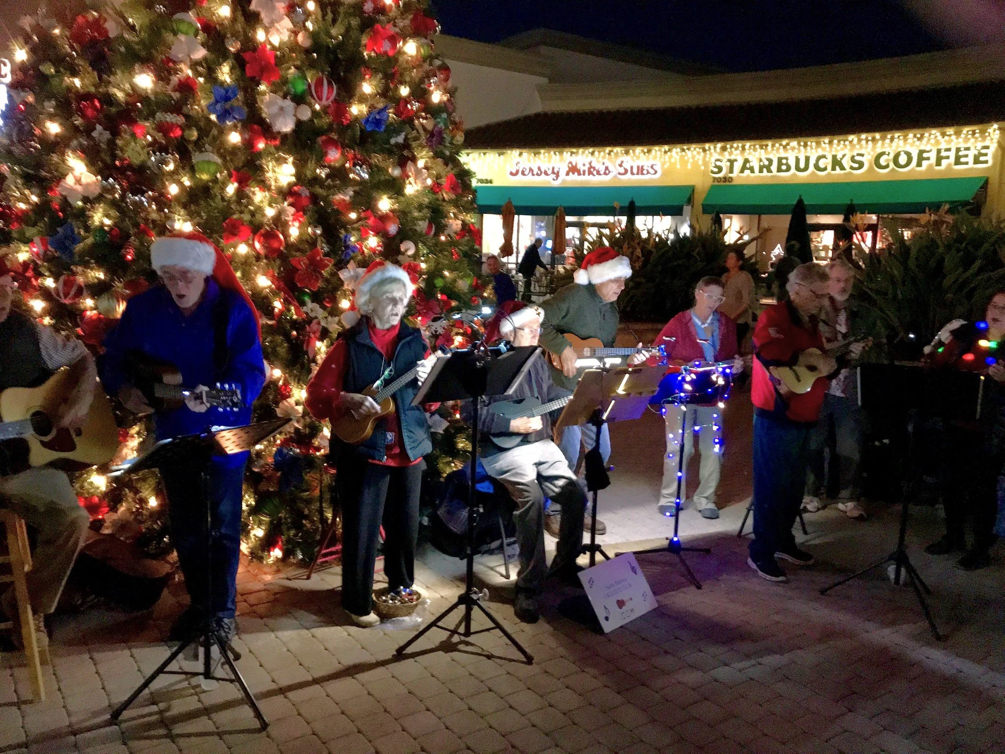 Friday 12/19/25 from 4:30 - 6 pm come here the SB Ukulele Club play holiday music at Camino Real Marketplace in the food court rotunda 🎄🤩🎶⛄
The Club&rsquo;s repertoire includes classical, traditional, progressive, folk, jazz, and other modern styl