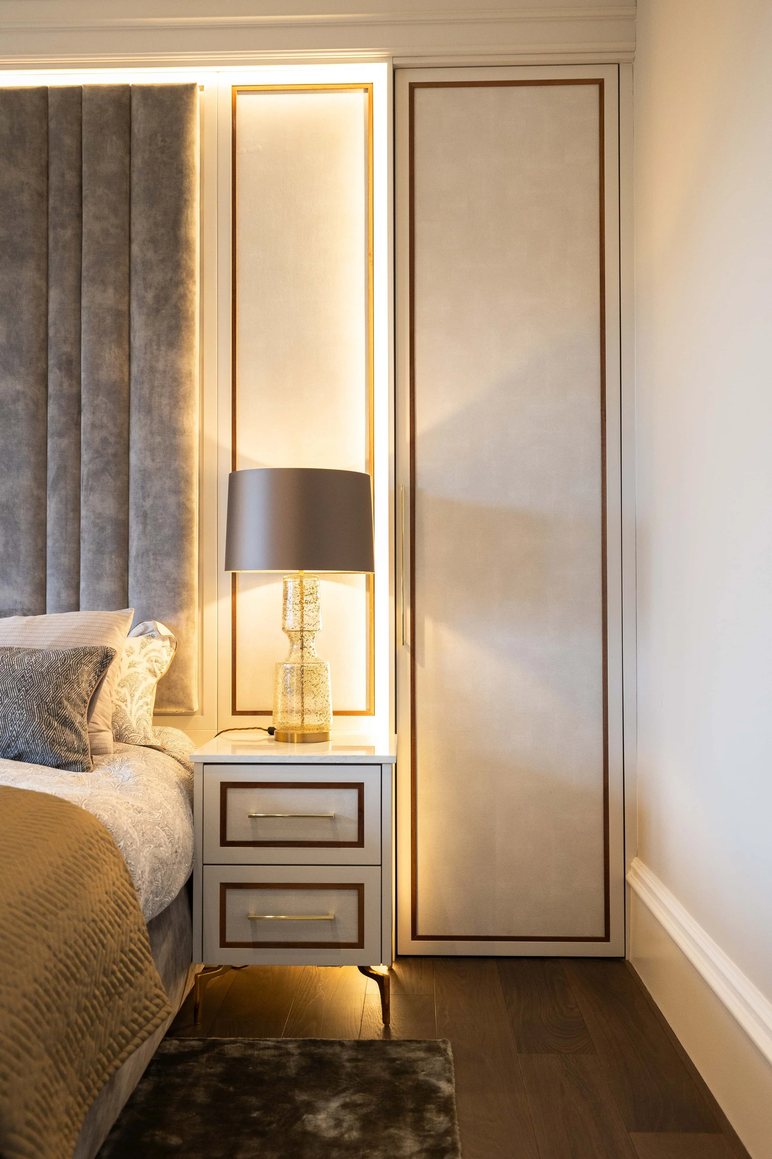 Luxury master bedroom suite with bespoke fitted furniture