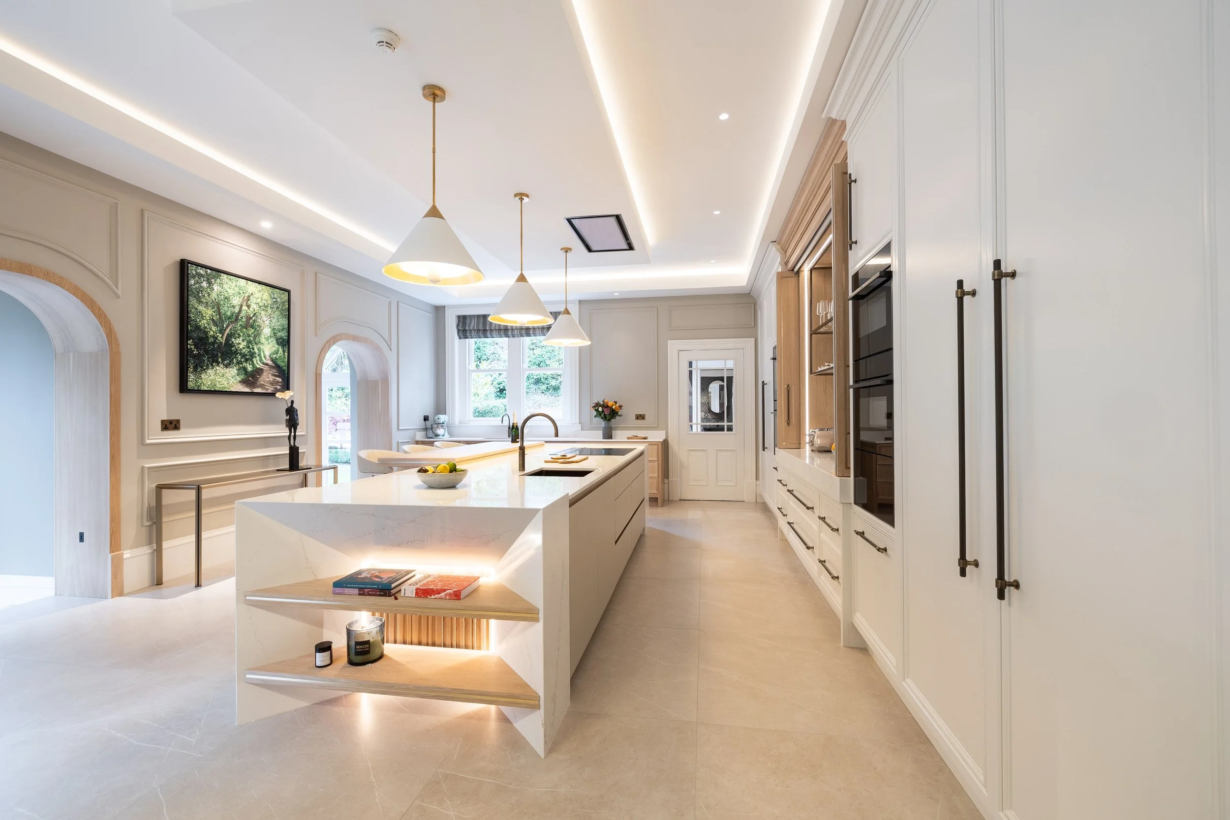Luxury kitchen and open-plan interior designed by Darren Morgan Design in Ireland
