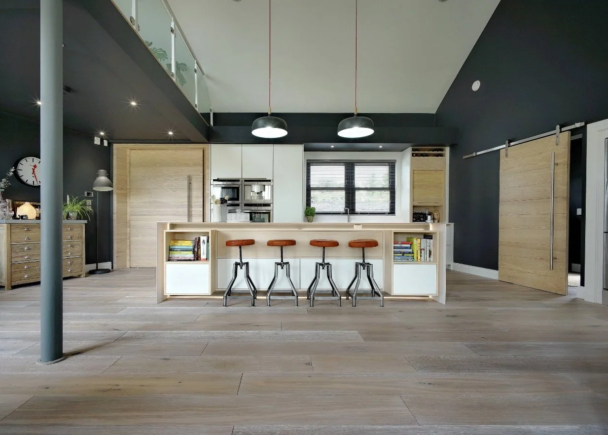 Detail of bespoke kitchen cabinetry and drawer storage by Darren Morgan Design.