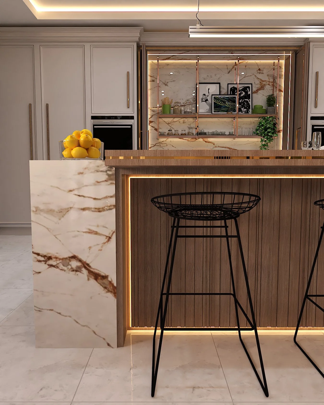 CGI visualisation of luxury kitchen design in Dublin