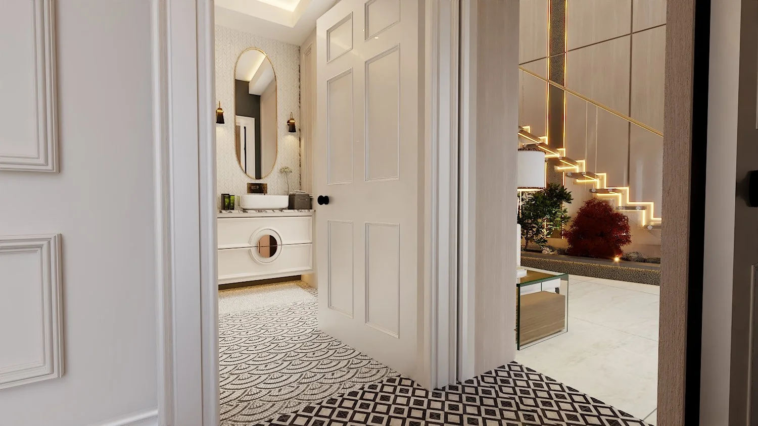 CGI showing spatial planning and connected living spaces within a new build home.