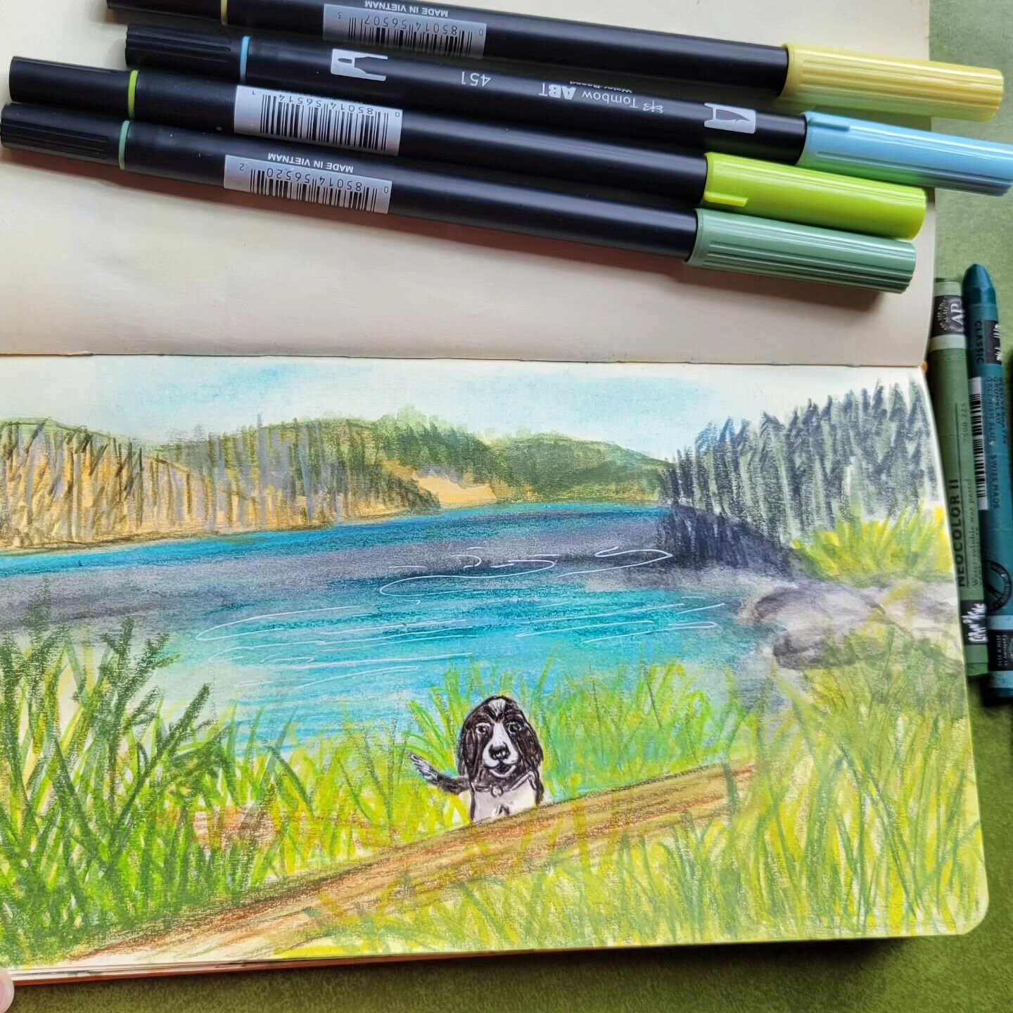 Hidden Pond #3 This is from a photo of a mountain pond/lake in the Beartooth Range we hiked to with our dog, Rev. It is a great memory!

Bring Spring Art Challenge by the one and only @ohn_mar_win hand @jendixonarts @marienoellewurm @julia_henze.

#B