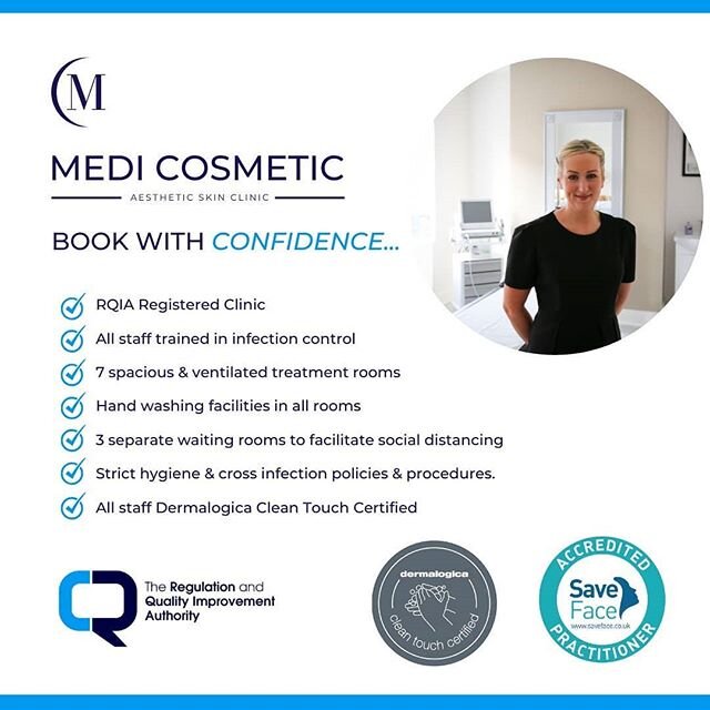 Booking with confidence at Medi Cosmetic ✅

Appointments available from 6th July. Book now via the link in our bio @medicosmeticclinic or send us a message 📧