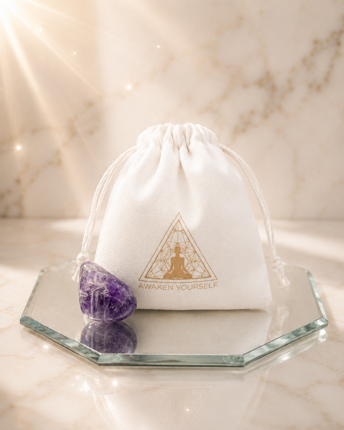 Amethyst Quartz in velvet pouch