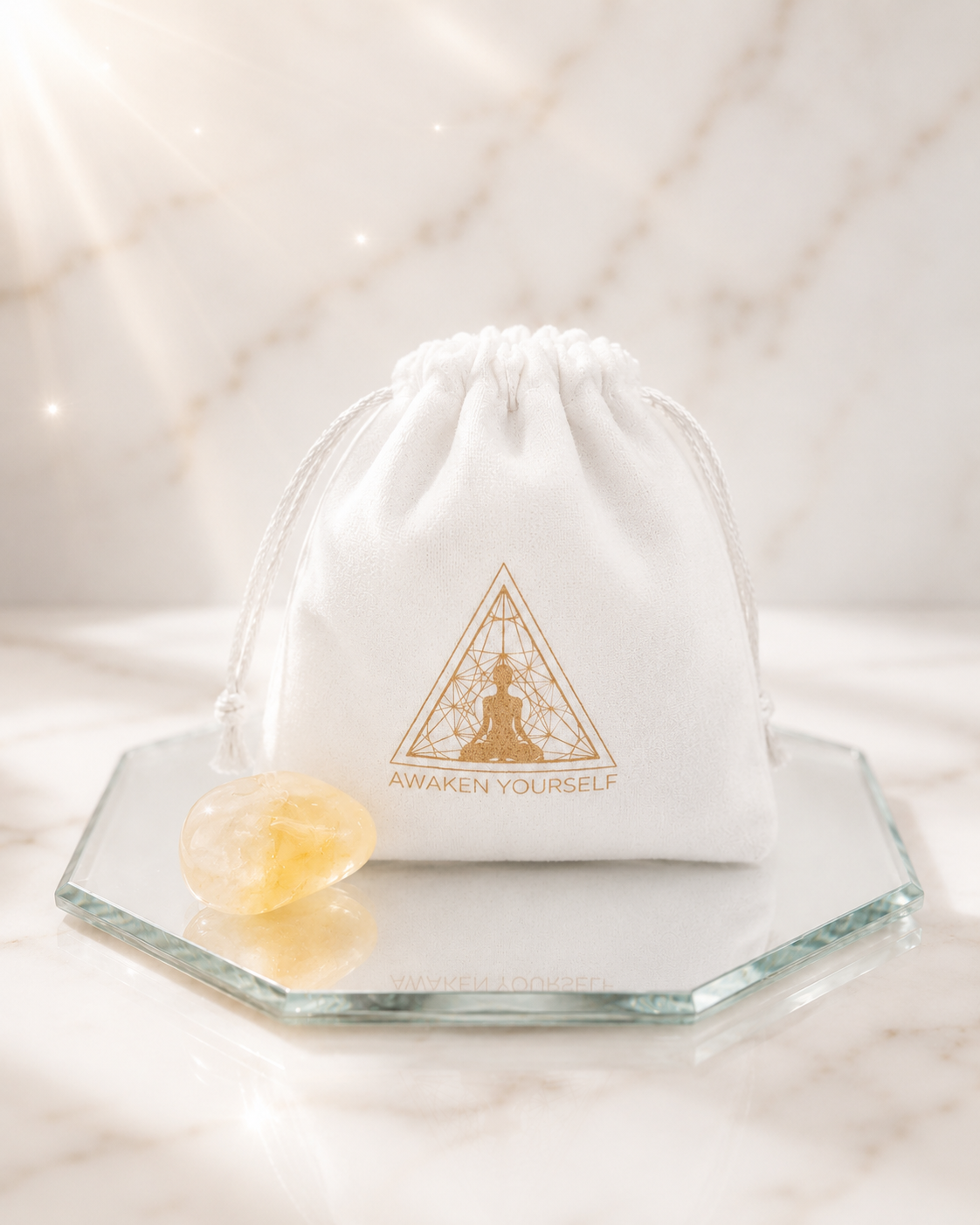 Citrine Crystal in velvet pouch