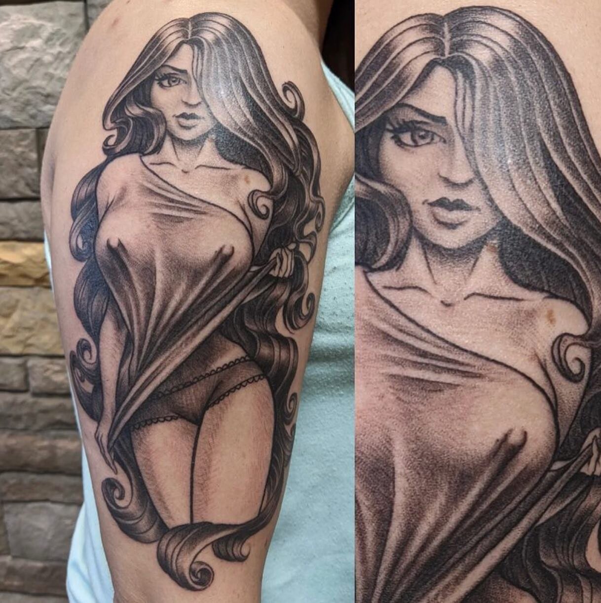 Pin-up by: Nelson
@nelson.tattoos 
-
-
-
-
-
#tattoo #pinuptattoo #blackandgreytattoo #sexy #girl #art #beauty #drapery #illustration #design #customtattoo #besttattoos #besttattoo #qualitytattoos #ottawatattoo