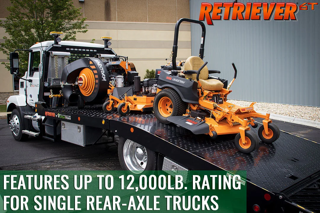 Looking for a reliable transport carrier? Check out our Versatran Retriever 6T! Its air-operated deck, premium airbags, no-idle system, high-strength steel deck with 68 chain slot tie-down points, and slip-resistant tread make it an ideal choice for