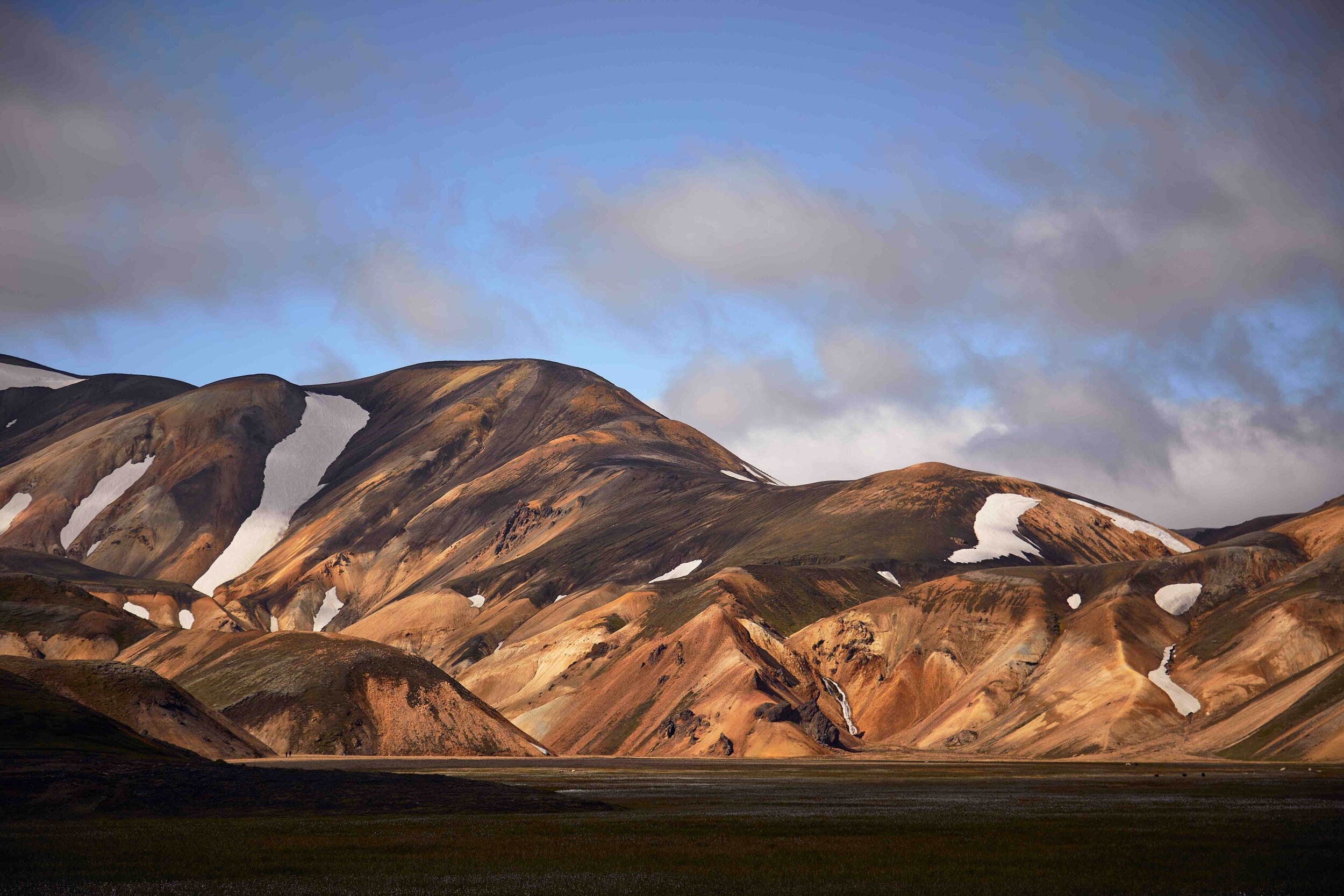streaked mountain on Iceland's Laugavegur Trail