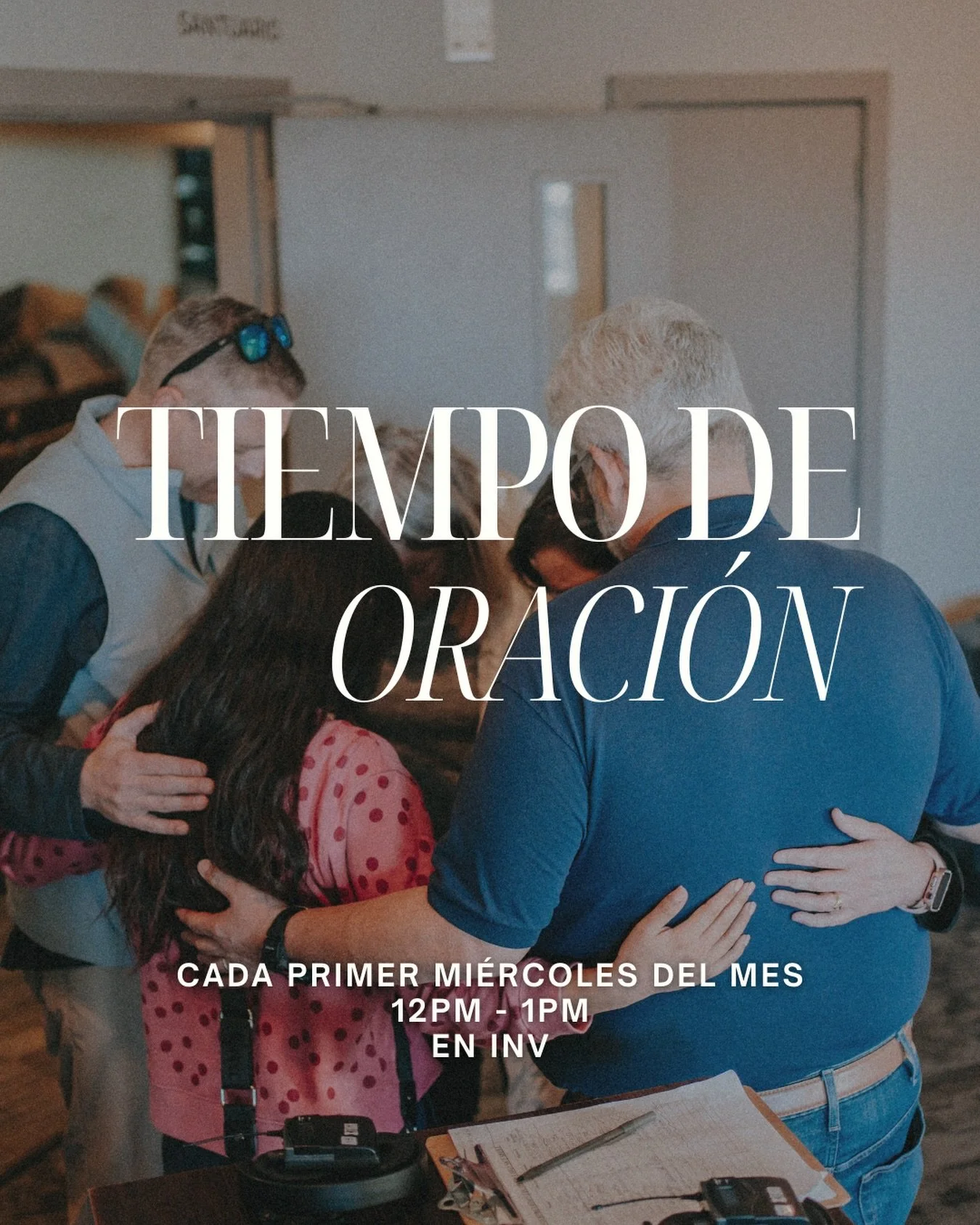 Iglesia! Empezando MA&Ntilde;ANA cada primer mi&eacute;rcoles tendremos oraci&oacute;n al medio d&iacute;a. 🙏🏼
Los esperamos de 12pm - 1pm en el santuario para orar juntos, clamar juntos y pasar un tiempo en la presencia del Se&ntilde;or. 

&rdquo;