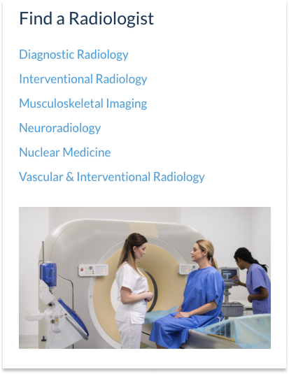Find a radiologist service list
