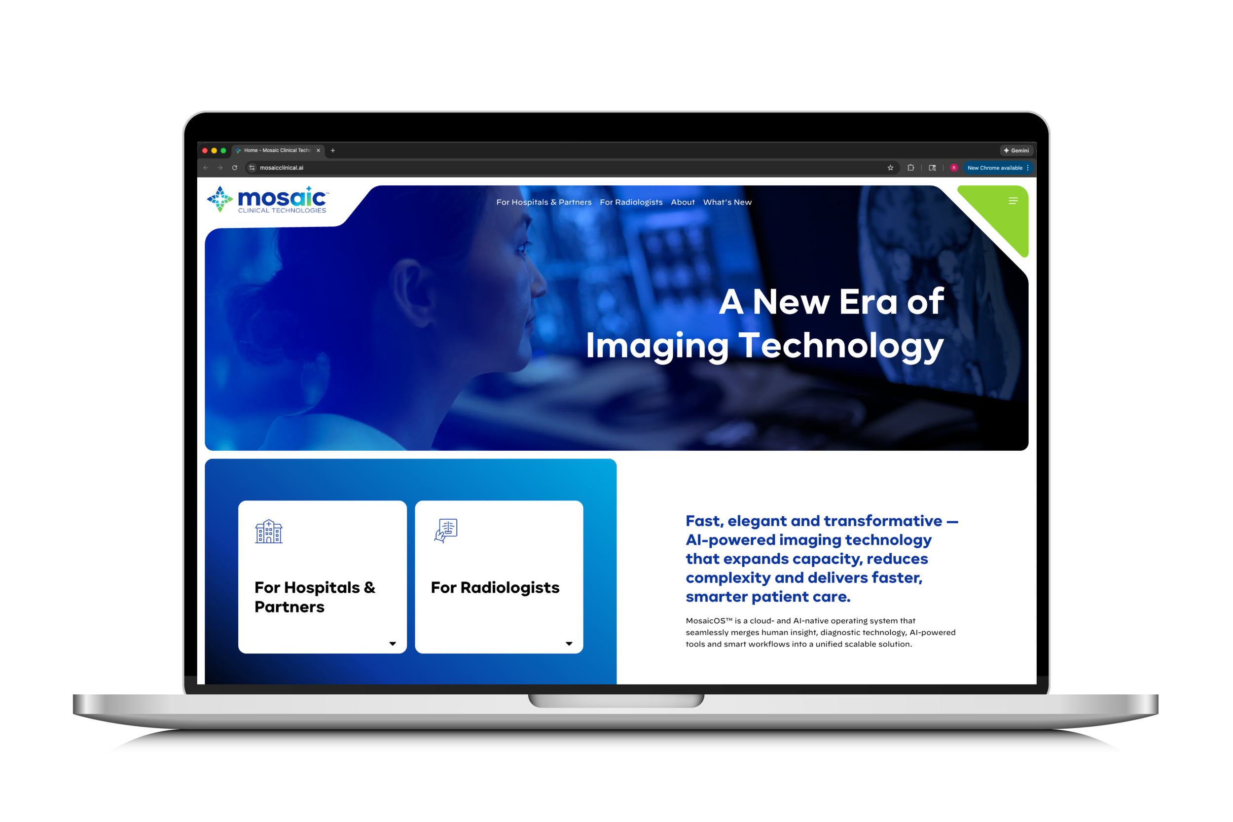 2026 — Mosaic Clinical Technologies website Mockup on desktop