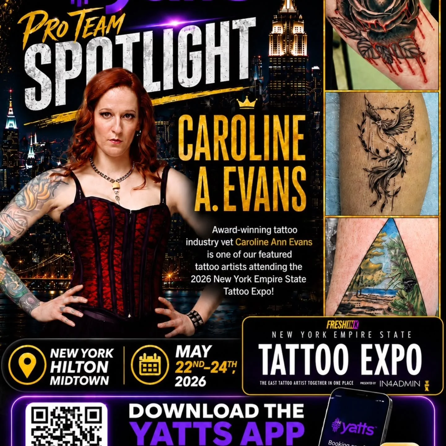 Come see me @nyempirestatetattooexpo this coming weekend May 22nd-24th.  Taking appointments and walk ups all weekend long. 😊 @yatts.app @frankie_scorpion
