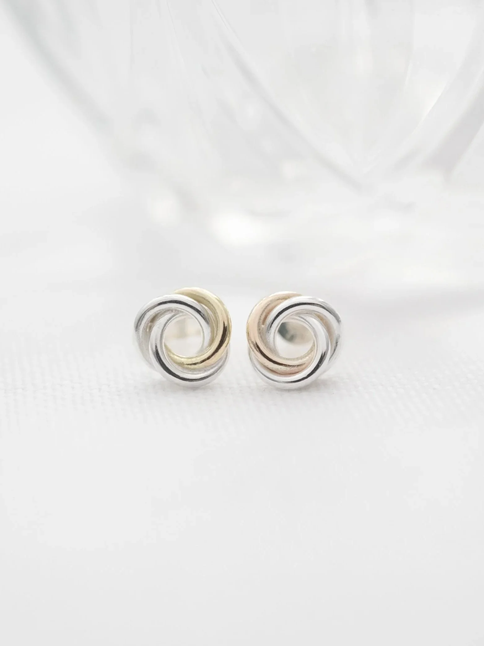 Mini Gold & Silver Russian Ring Stud Earrings