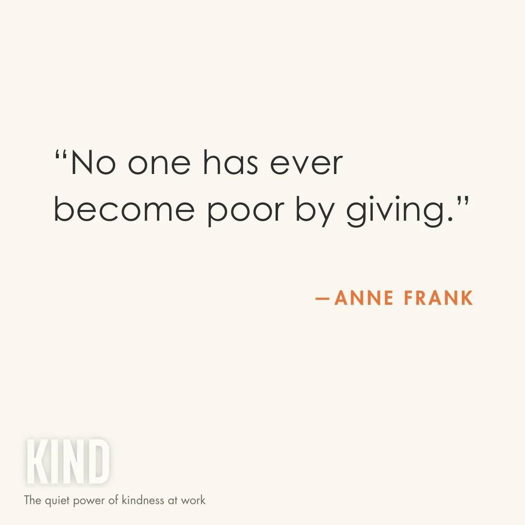 Kindness doesn&rsquo;t drain you.
It fuels connection, trust and momentum.

In everyday work life, kindness might look like this:
Giving time ➝ so someone feels heard
Giving credit ➝ so good work doesn&rsquo;t go unnoticed
Giving breathing space ➝ wh