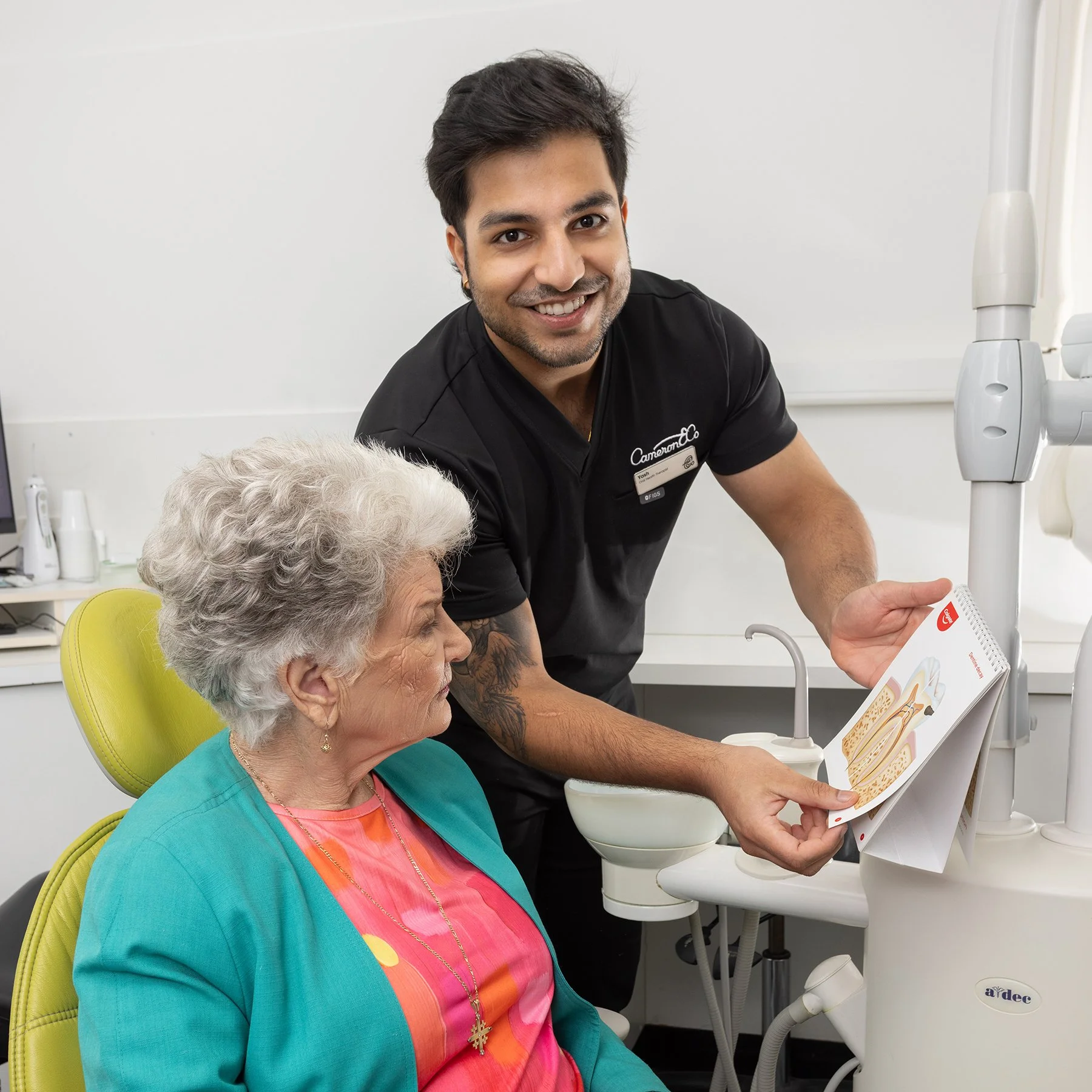 Deanne in the dentist chair at Cameron and Co Dental Townsville