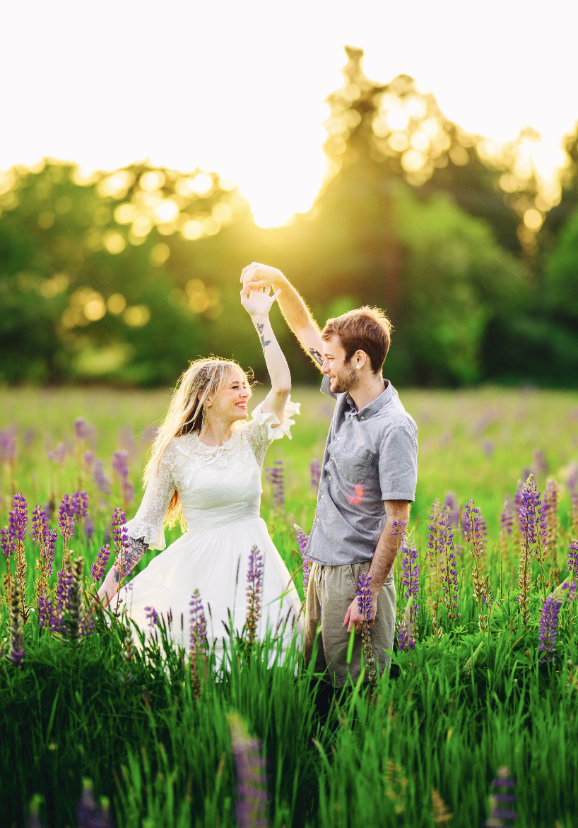 Dreamy Purple Lupine Field Engagement Photoshoot in Puyallup, WA | Seattle Area Outdoor Couples Session