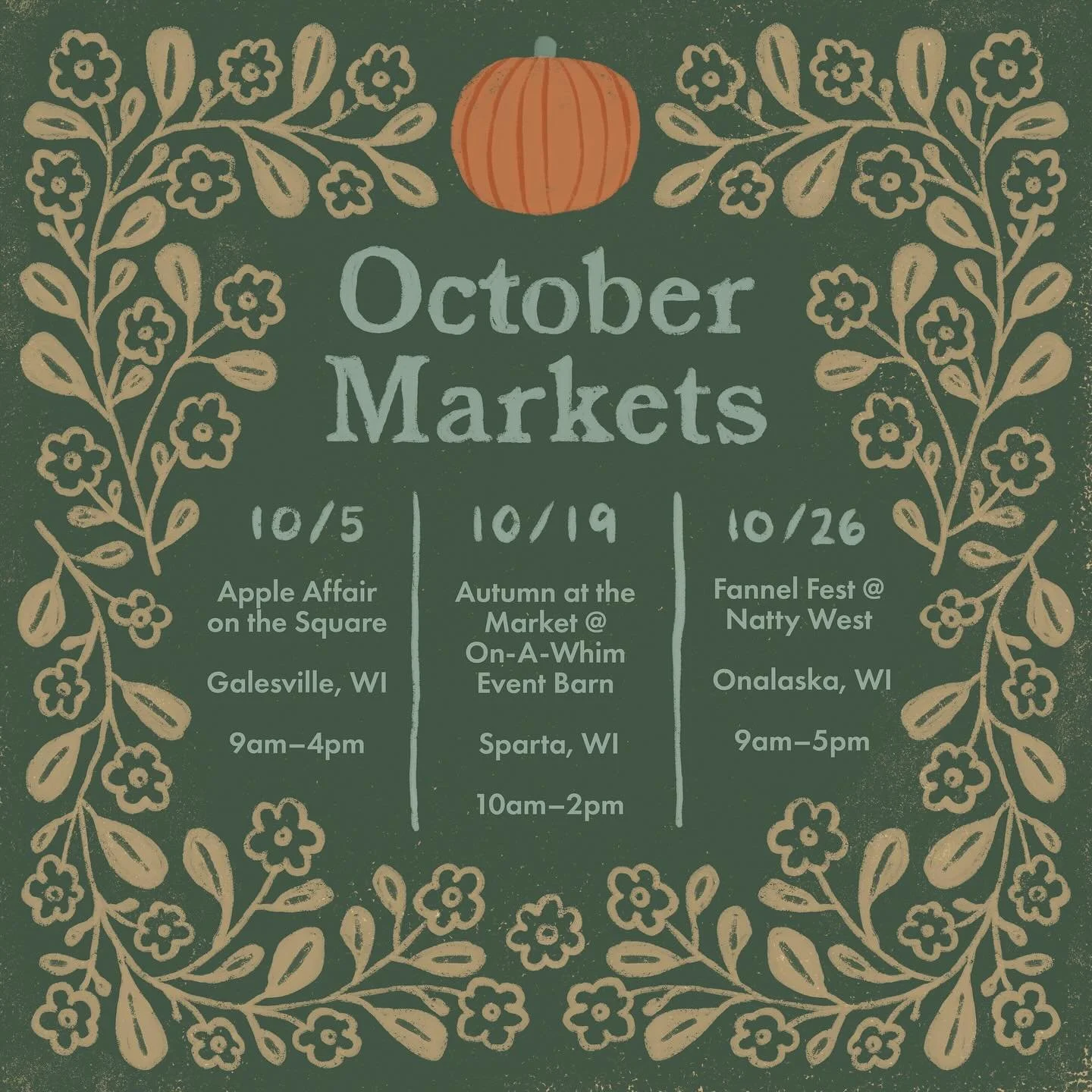 I maaay have spent way too much time on this graphic (like 10x longer than I needed to 😅) but honestly, now I&rsquo;m even more excited for this month&rsquo;s markets! 🥳 And obviously, I had to make a couple of different color ways! Which one&rsquo
