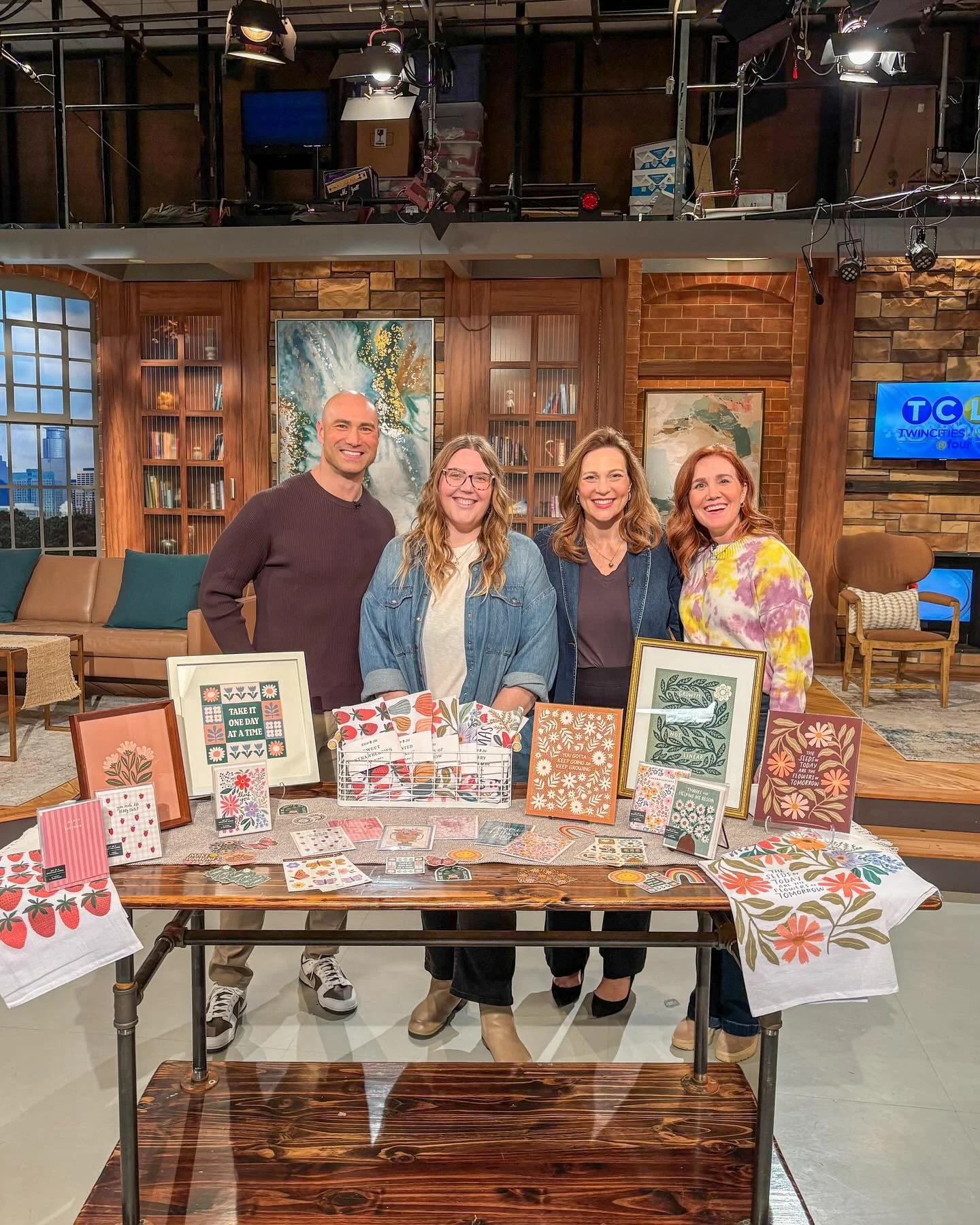 I still can’t believe I was on Twin Cities Live MN Homemaker segment yesterday! π€―β¨
It was such a wildly cool experience! I got to watch behind the scenes as the hosts showcased my products live in the studio and talked about my creative journ