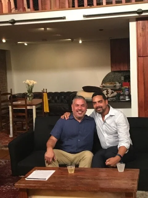 With Rainbow Railroad's Eduardo Hernandez, on set of The Chechens