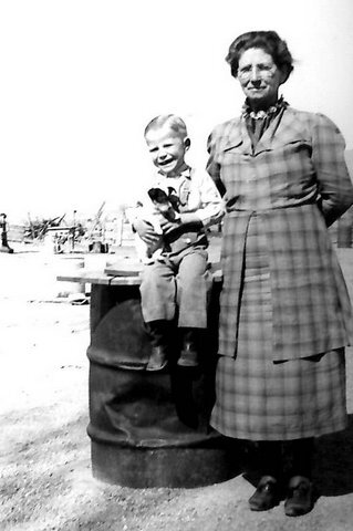 Grandma Herbert &amp; Herb - cistern 1936. 