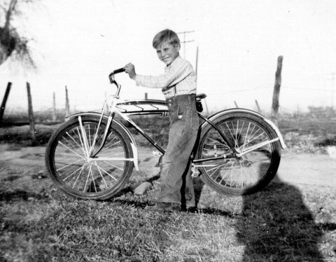 Herb - First bike 1940, Grand Parents Farm. 