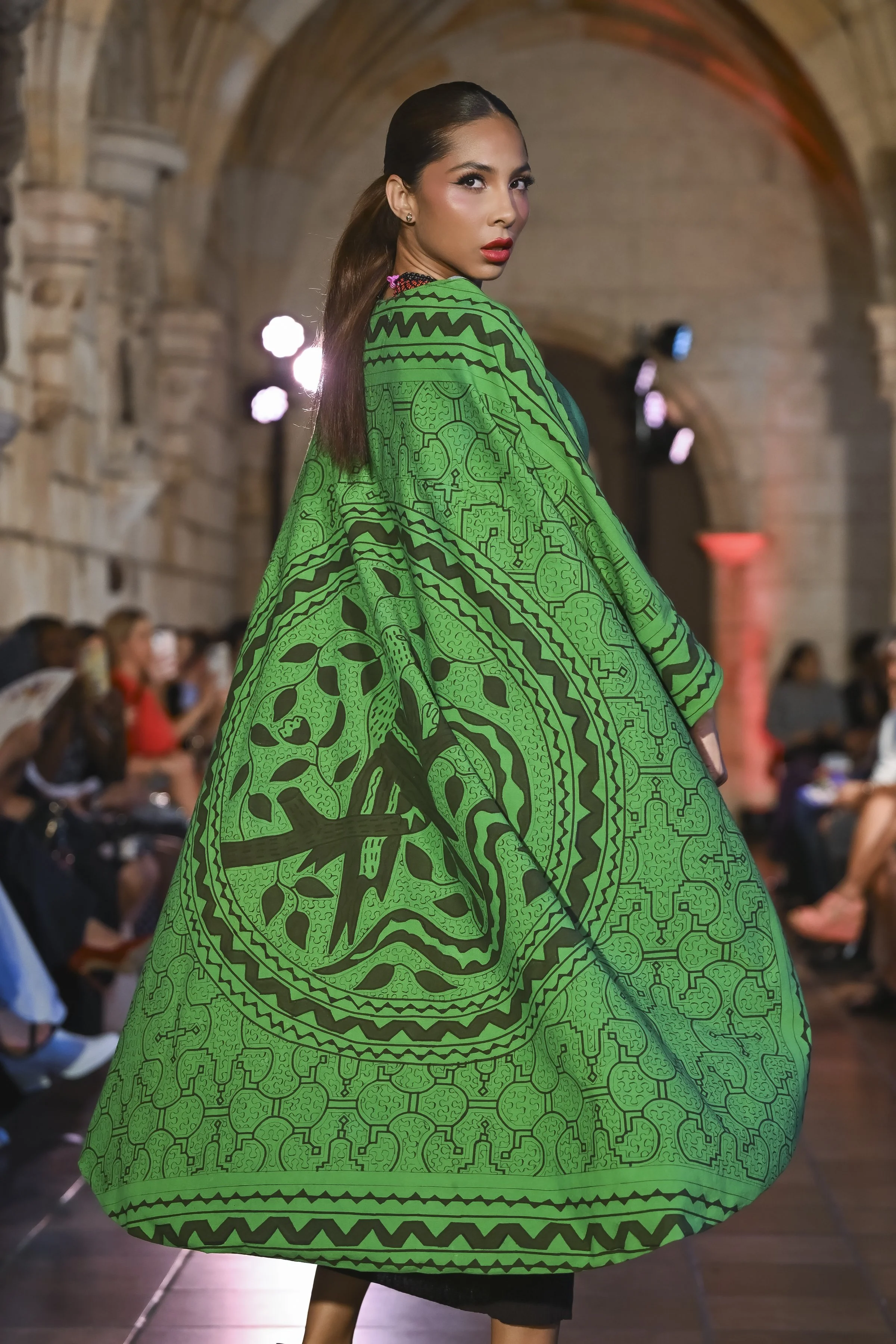 Green Amazon Hand-Painted Textile Art Kimono