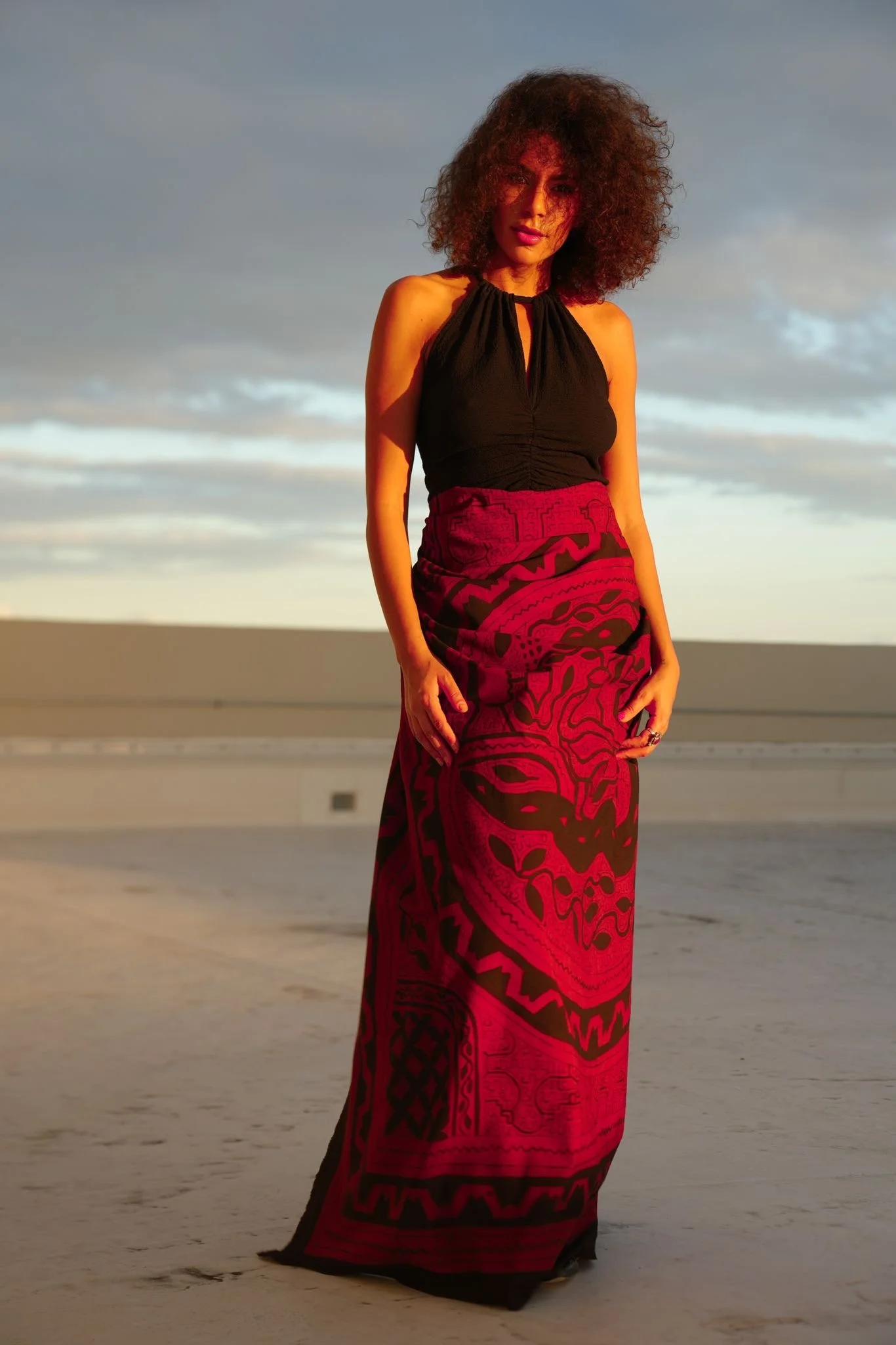 Kené Hand-Painted Maxi Skirt
