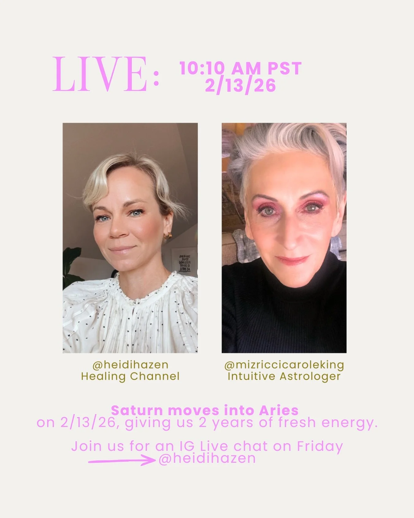 QUICK! MARK YOUR CALENDARS 📆

The esteemed Ricci King @mizriccicaroleking and I are going live tomorrow right here on my IG to talk all things Saturn moving from Pisces into Aries.

It&rsquo;s not a coincidence this big shift is happening on my birt