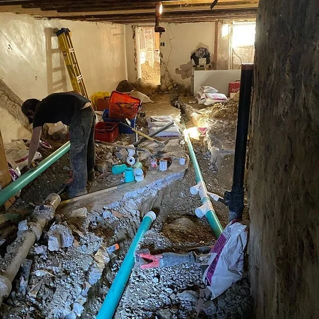 HYD76 getting some love. Today we replaced all the old clay drains and installed a backwater valve. Planning for the the rough in for the floors above next! 
#plumbing #drains #hydronplumbing #torontoplumbers