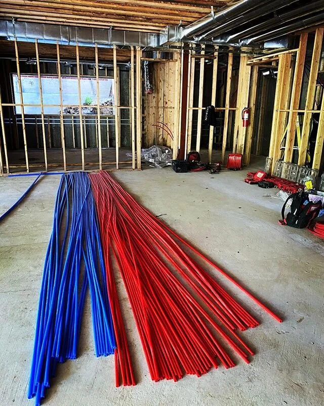 Hyd157
Pipe for days! We prefer lengths over coils  because its is easier to keep everything straight and tidy looking.It does not matter that all this pipe will never be seen again once drywall is installed.It should and will be installed as if it w
